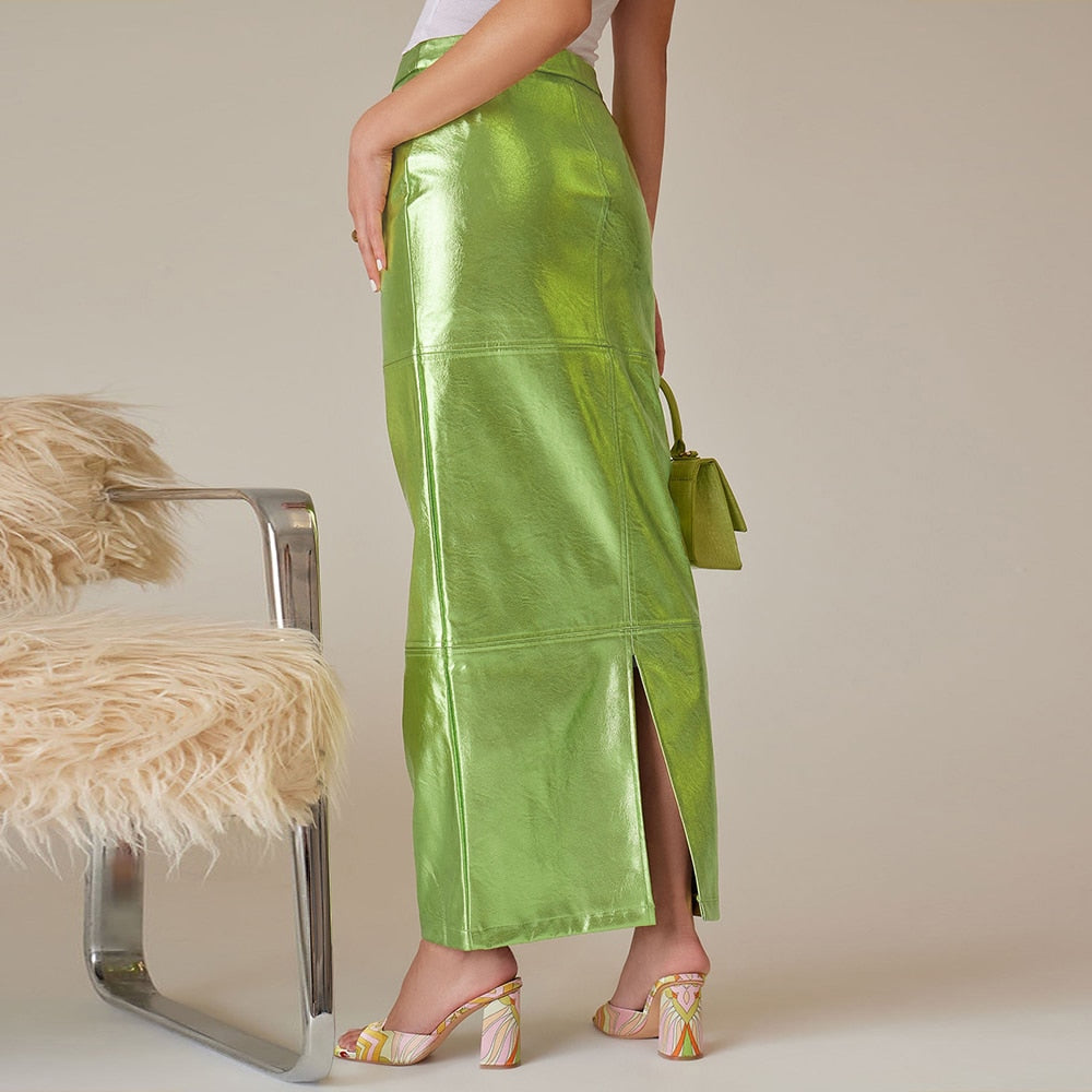 Vintage High Waist Sparkly Alloy Green Grunge Capri pants