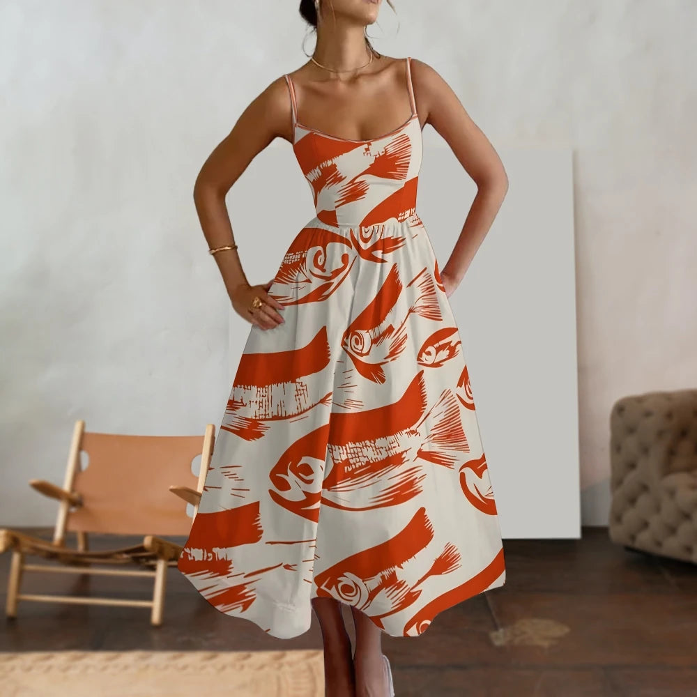 Coloured Fish Print Summer\dress