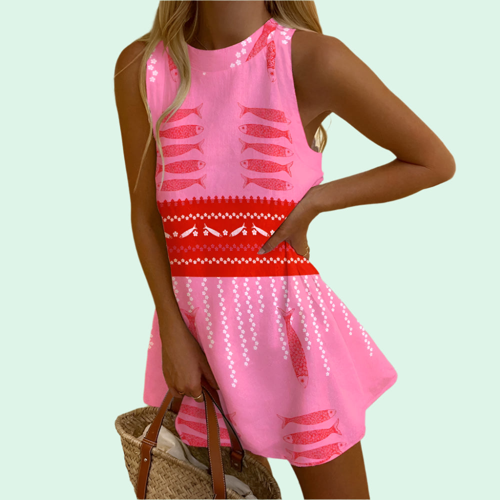 Pretty in Pink Chic Fish Print dress