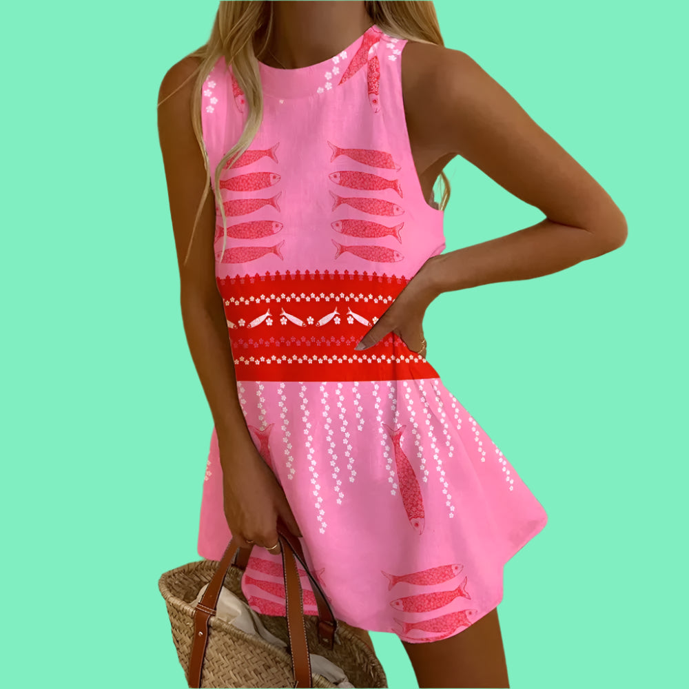 Pretty in Pink Chic Fish Print dress