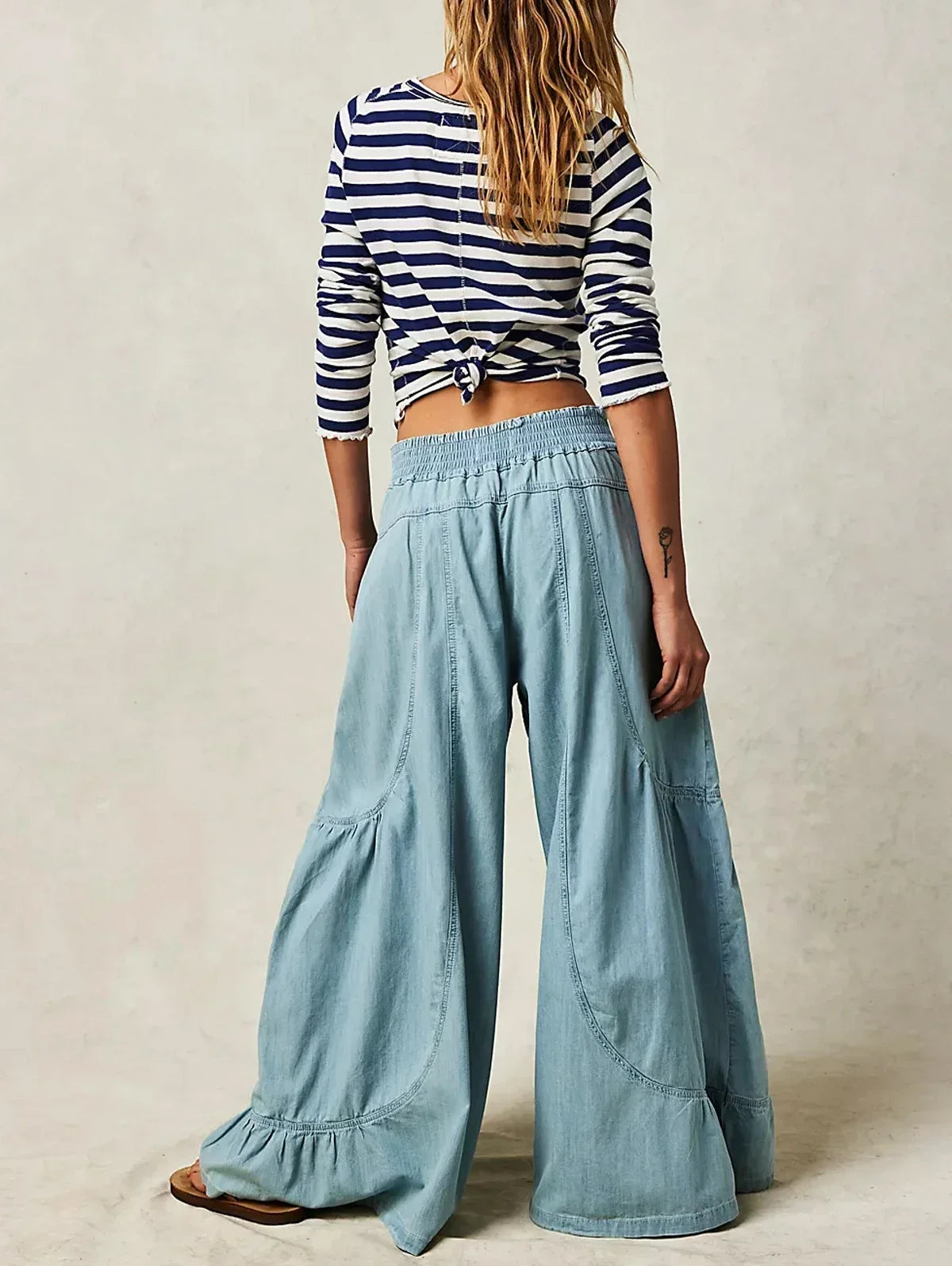 IDGAF High, wide and loose elastic Wasted pants