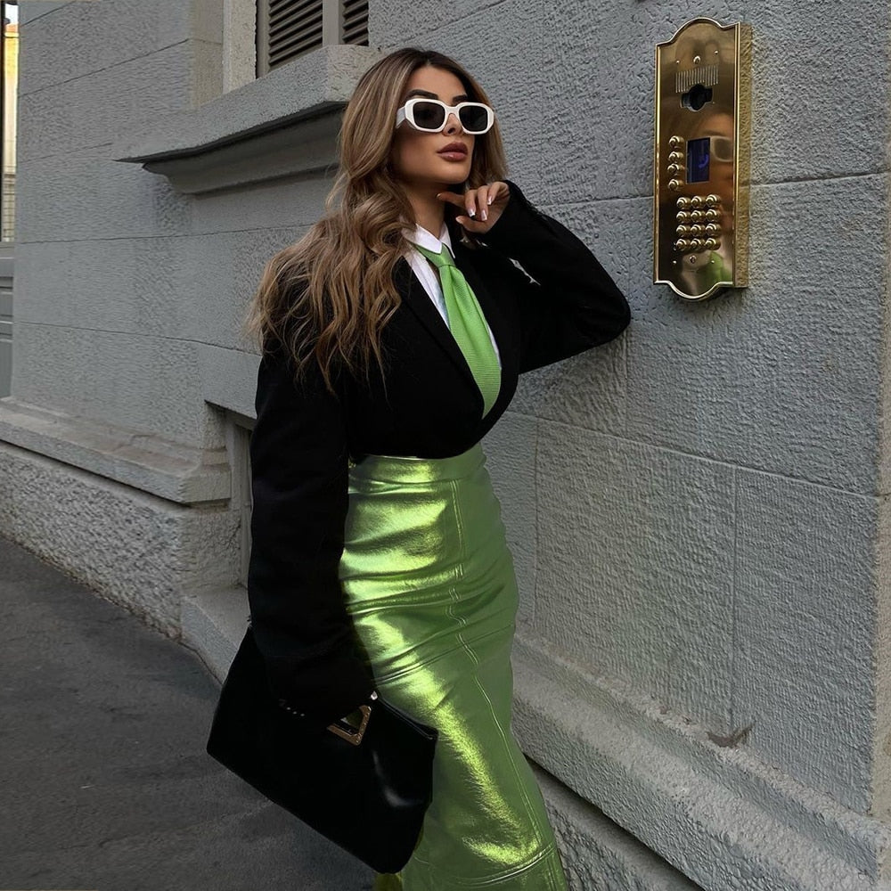Vintage High Waist Sparkly Alloy Green Grunge Capri pants