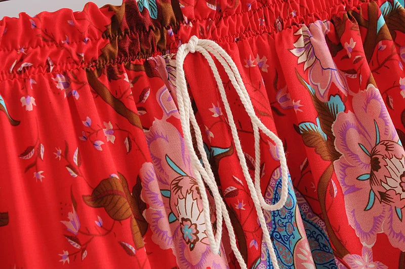 Get by on a Smile Hippie Peacock Print Tassel Rayon Beach skirt