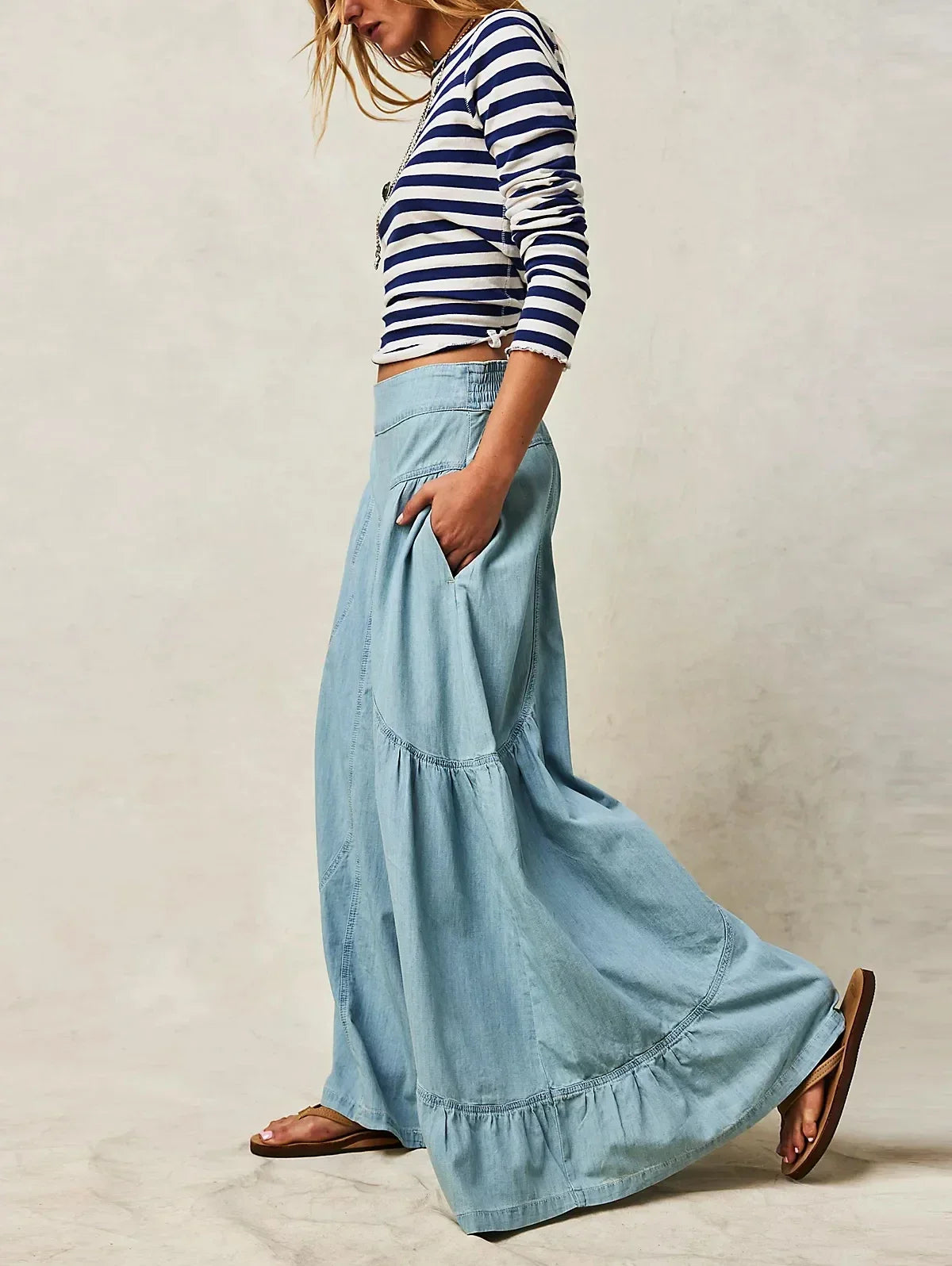 IDGAF High, wide and loose elastic Wasted pants