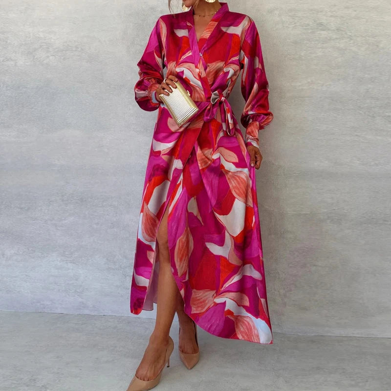 PMS Shanghai Lace Up Split Print Mecca dress