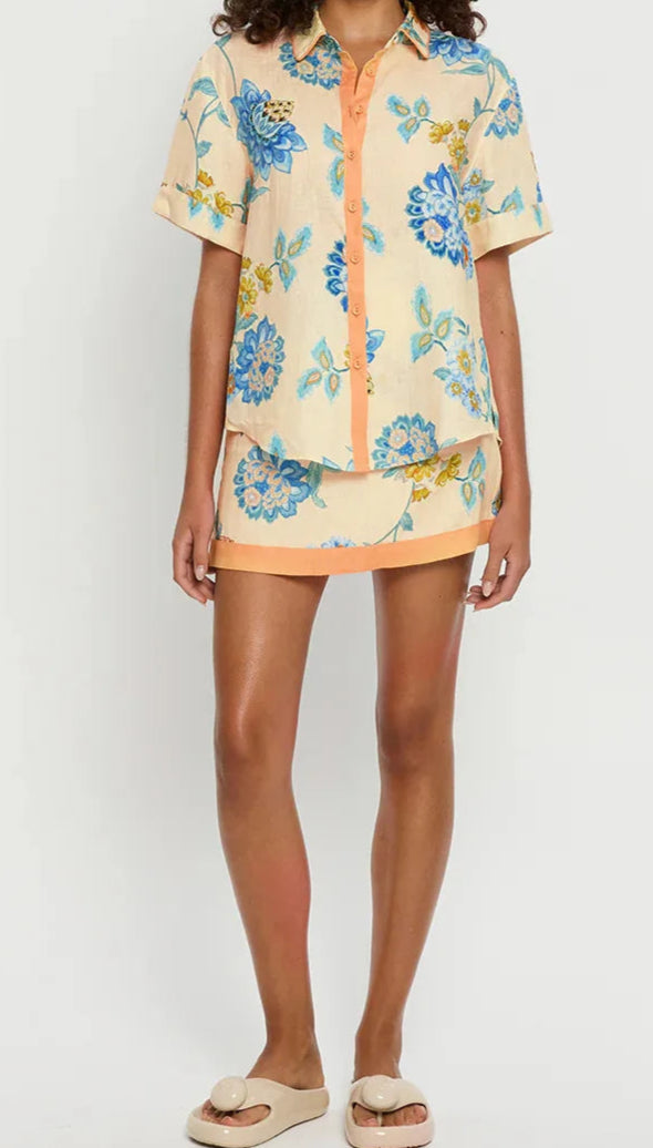 Vintage Summer Cool Girl Short Sleeve Shirt & High Waist Mini set