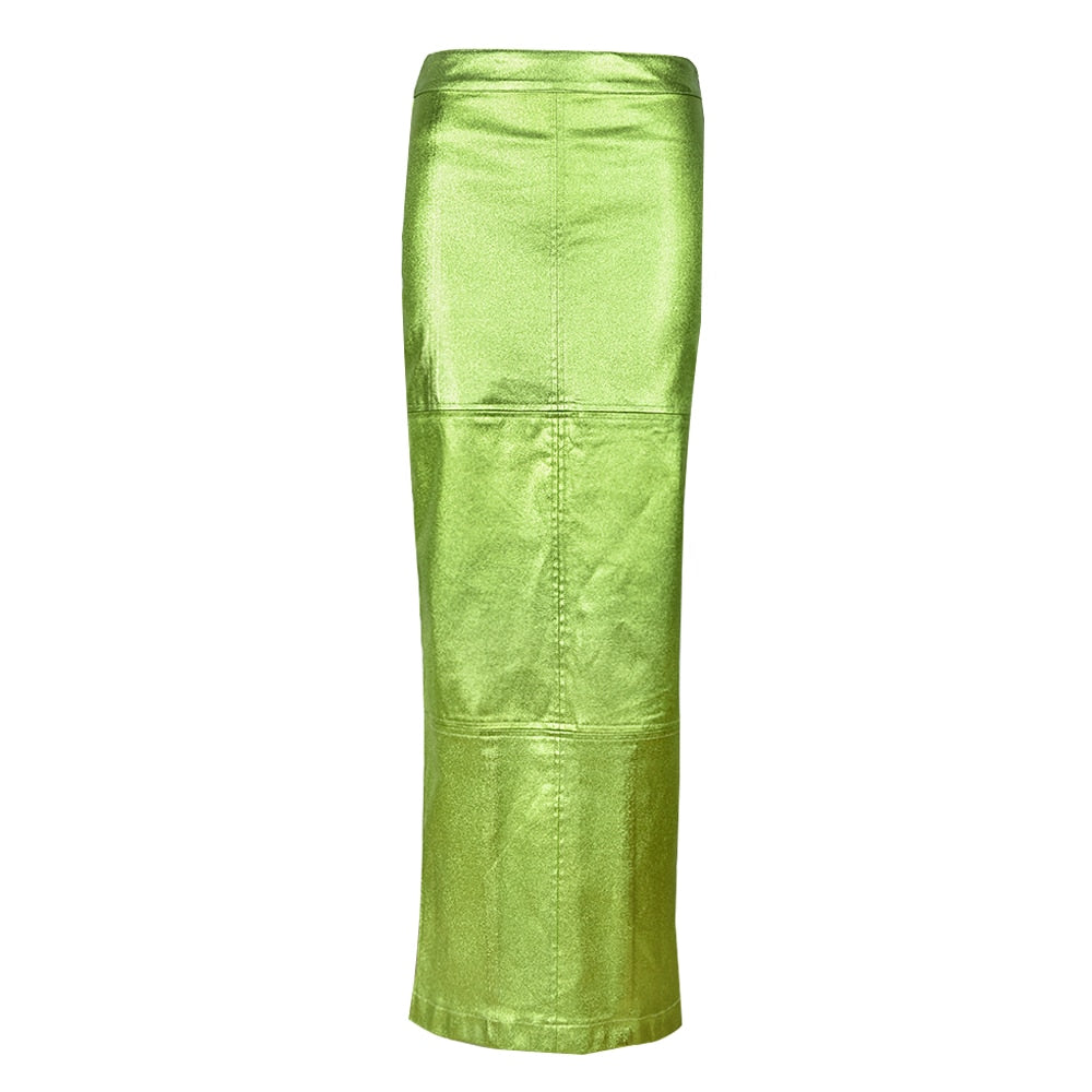 Vintage High Waist Sparkly Alloy Green Grunge Capri pants