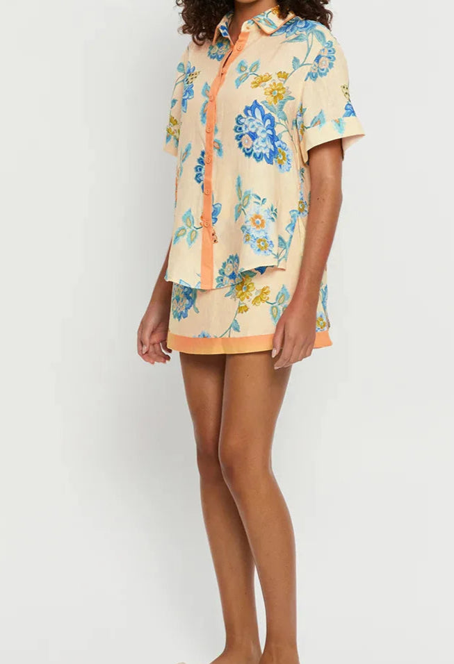 Vintage Summer Cool Girl Short Sleeve Shirt & High Waist Mini set