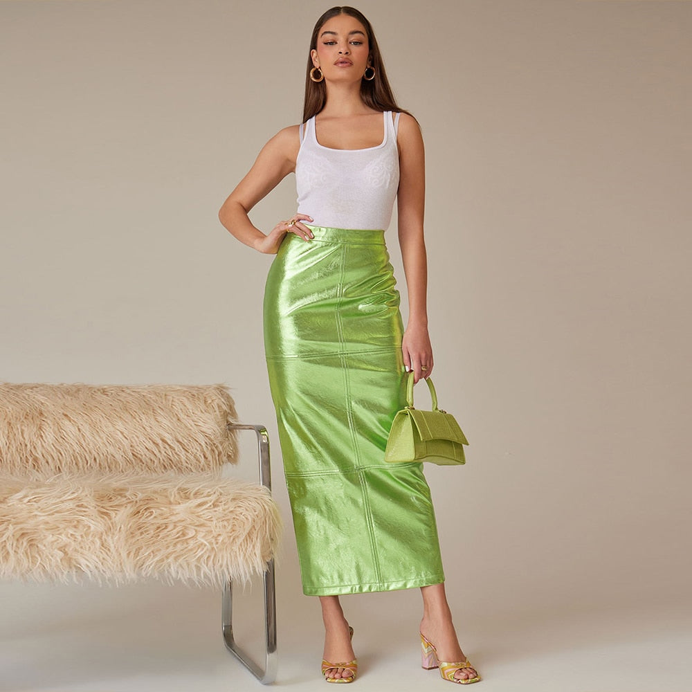 Vintage High Waist Sparkly Alloy Green Grunge Capri pants