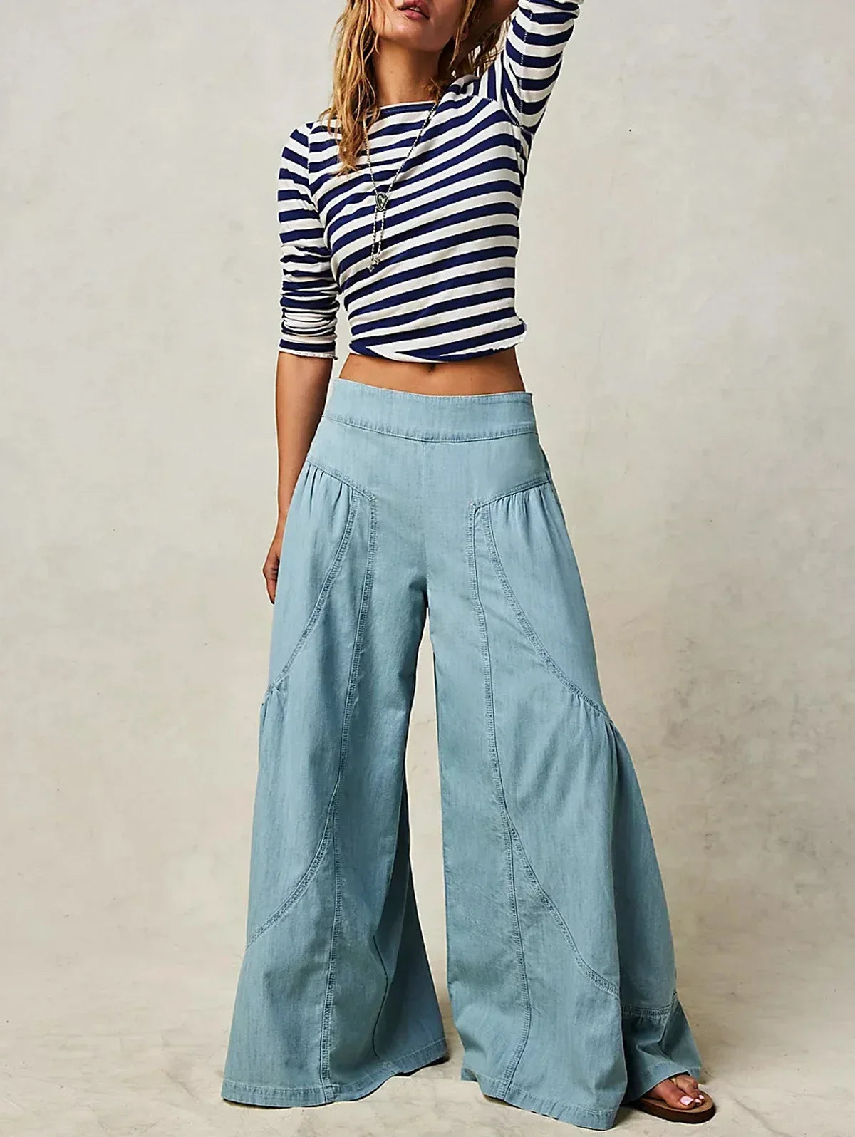 IDGAF High, wide and loose elastic Wasted pants