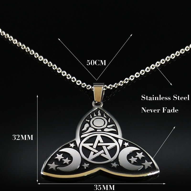 Vintage Wiccan Triple Moon Goddess Divination Bullet Proof Protection Pendant necklace