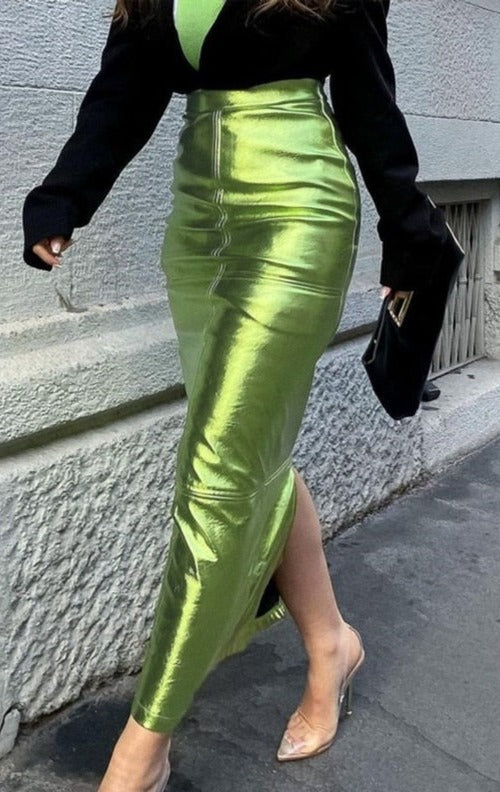 Vintage High Waist Sparkly Alloy Green Grunge Capri pants