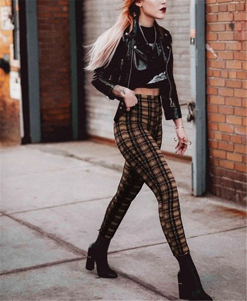 Twiggy Plaid High Waisted pants