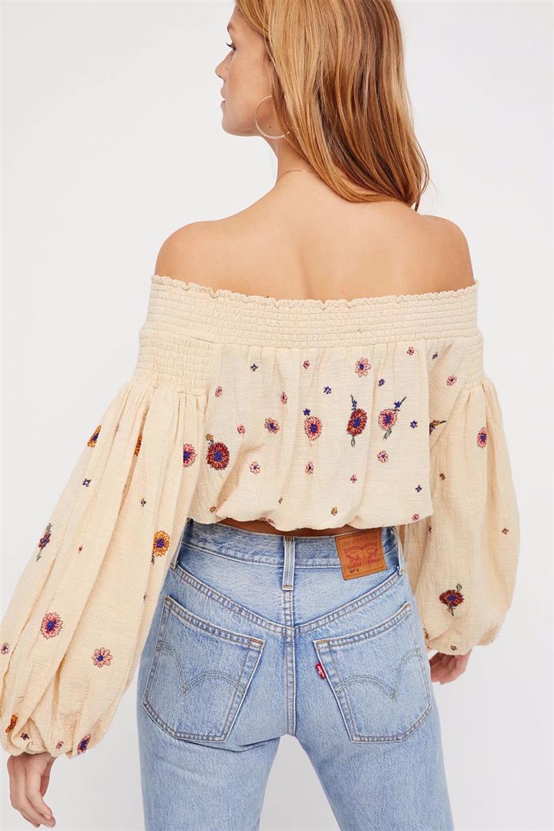 Hippie Chic Floral Embroidery Sassy Sleeve blouse