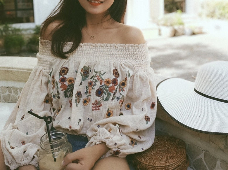 Hippie Chic Floral Embroidery Sassy Sleeve blouse