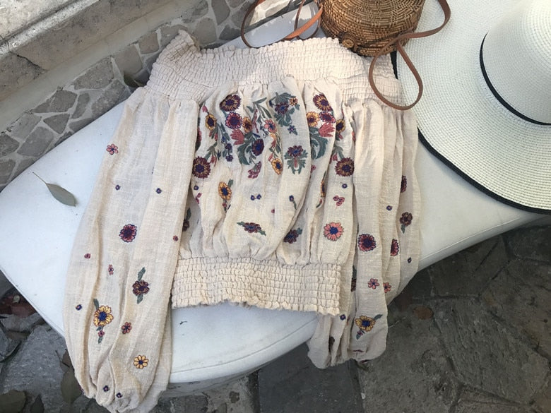 Hippie Chic Floral Embroidery Sassy Sleeve blouse