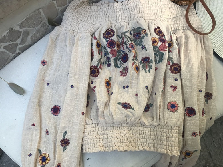Hippie Chic Floral Embroidery Sassy Sleeve blouse
