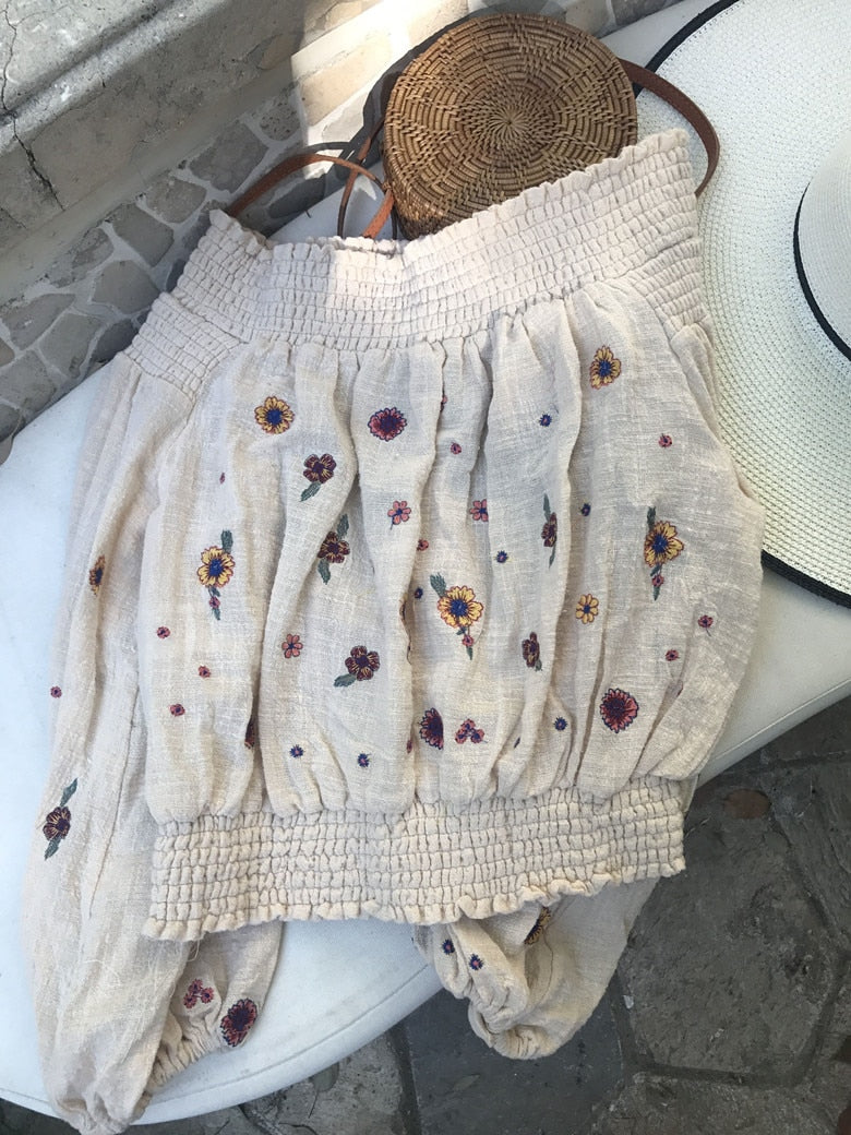 Hippie Chic Floral Embroidery Sassy Sleeve blouse