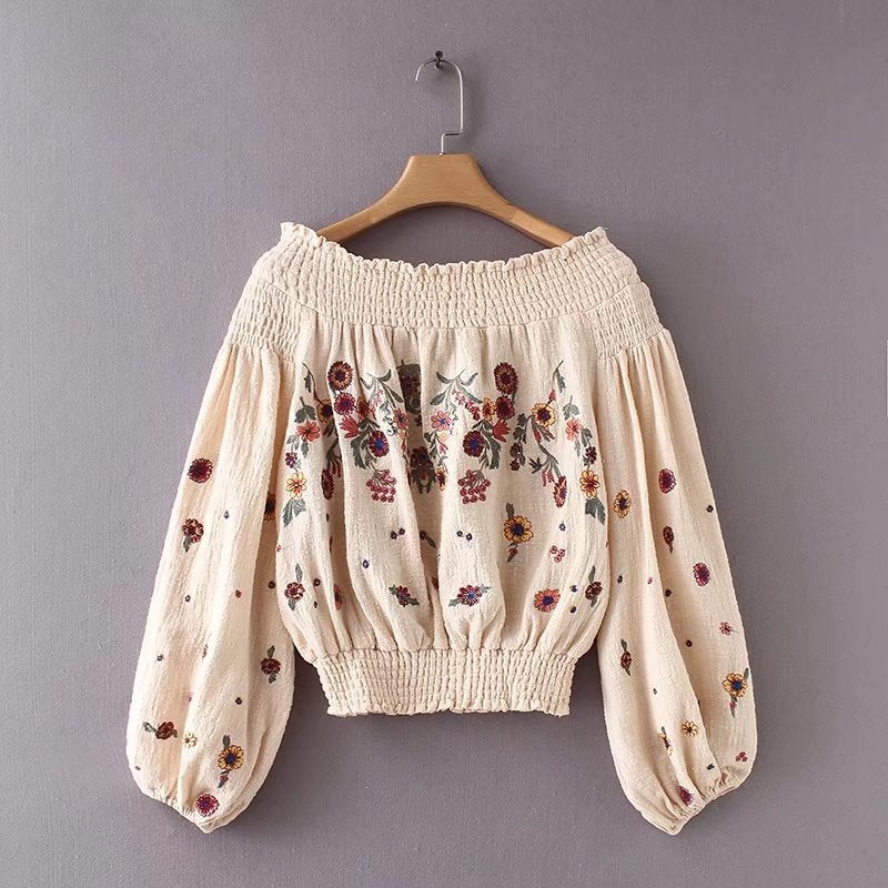 Hippie Chic Floral Embroidery Sassy Sleeve blouse