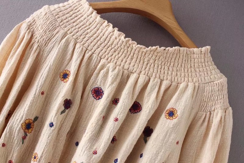 Hippie Chic Floral Embroidery Sassy Sleeve blouse