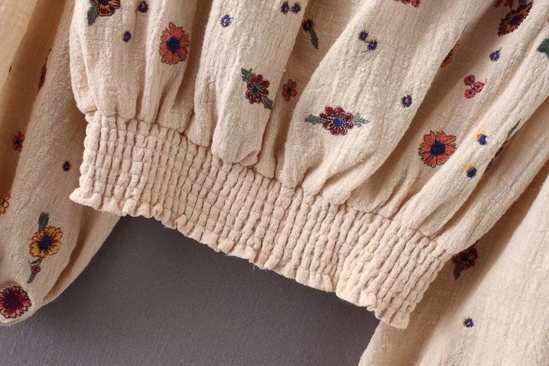 Hippie Chic Floral Embroidery Sassy Sleeve blouse