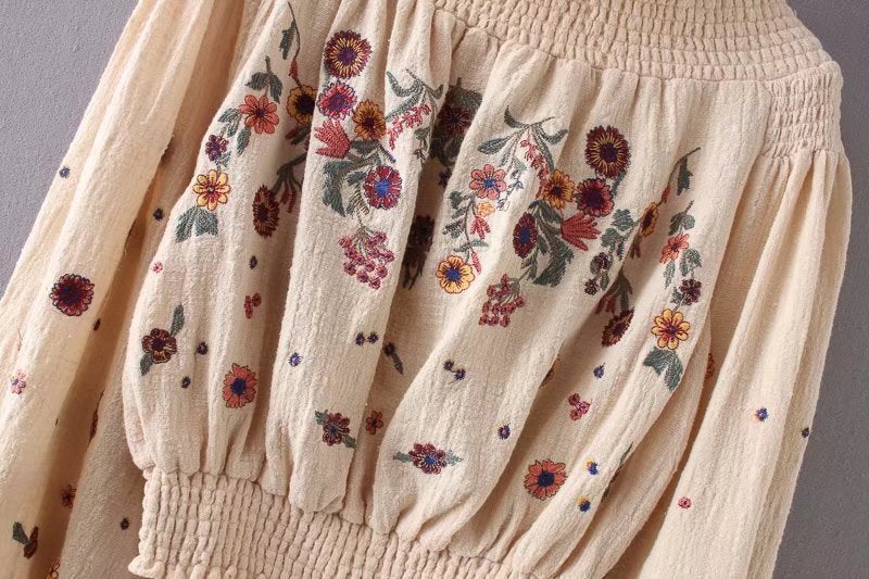 Hippie Chic Floral Embroidery Sassy Sleeve blouse