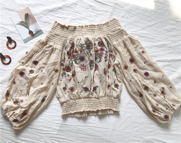 Hippie Chic Floral Embroidery Sassy Sleeve blouse