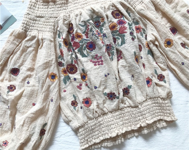 Hippie Chic Floral Embroidery Sassy Sleeve blouse