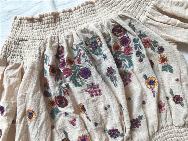 Hippie Chic Floral Embroidery Sassy Sleeve blouse