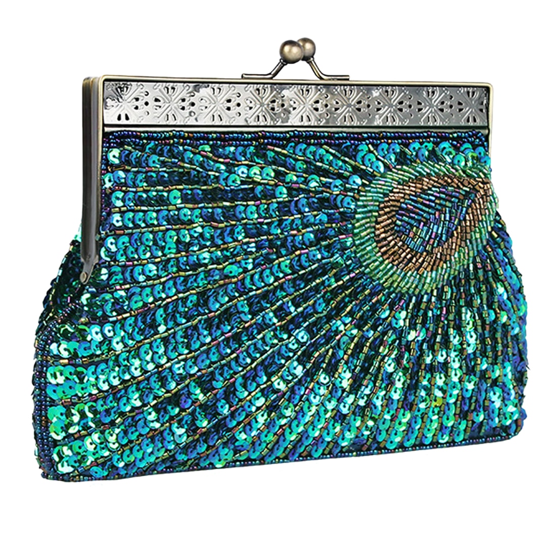 Vintage Green Peacock Sequins Chain cluth