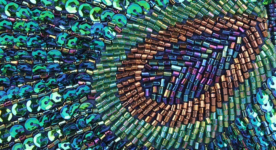Vintage Green Peacock Sequins Chain cluth