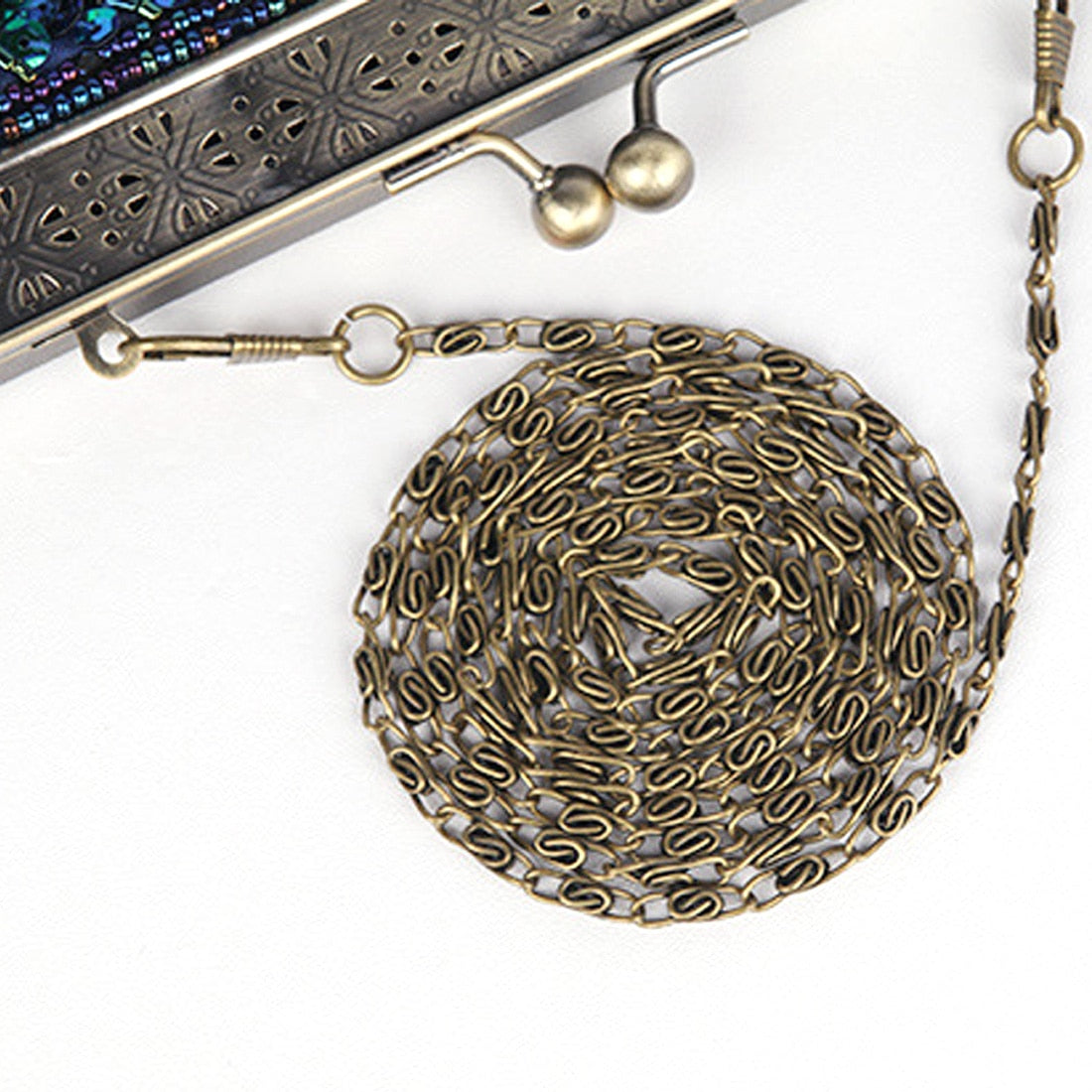 Vintage Green Peacock Sequins Chain cluth