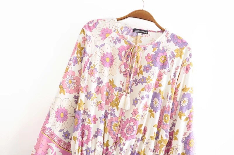 Bohemian Lace Me Up Pink Floral Holiday jumpsuit