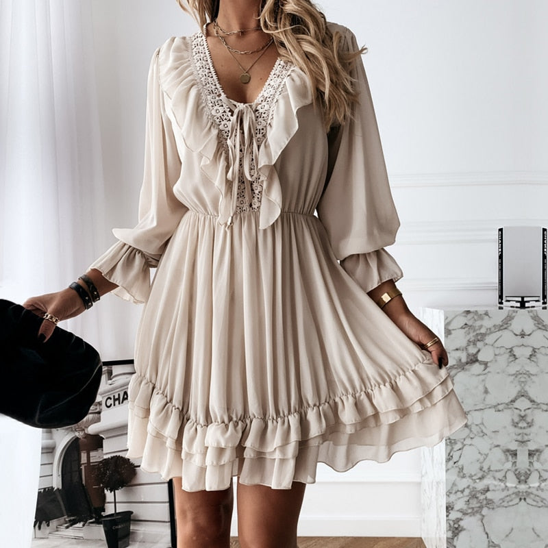 Sassy Boho Lace Noir Chiffon dress