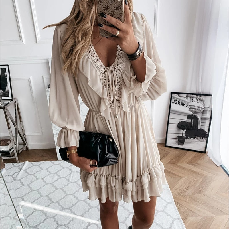 Sassy Boho Lace Noir Chiffon dress