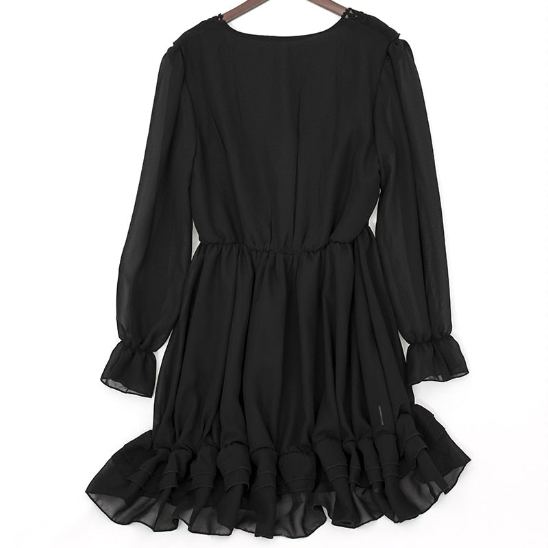 Sassy Boho Lace Noir Chiffon dress