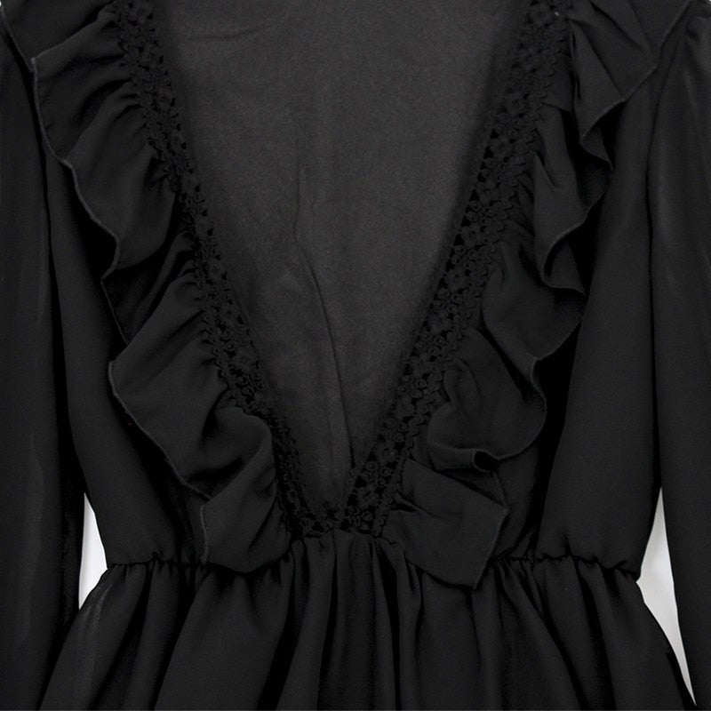 Sassy Boho Lace Noir Chiffon dress