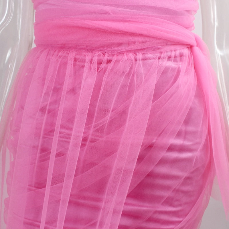 Neon Summer Strapless Lace Party dress