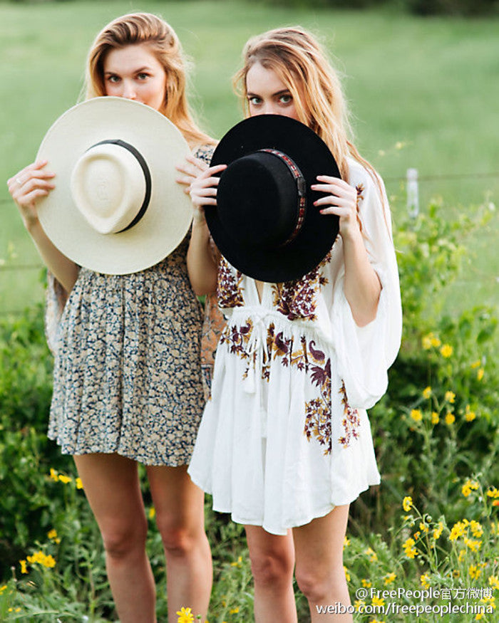 Boho Embroidered Cotton Drawstring High & Wasted Mini dress