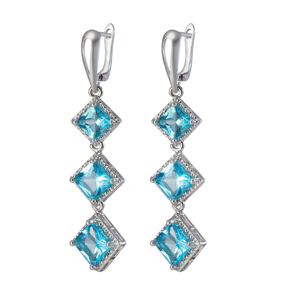 Emerald Boho Long Silver studs