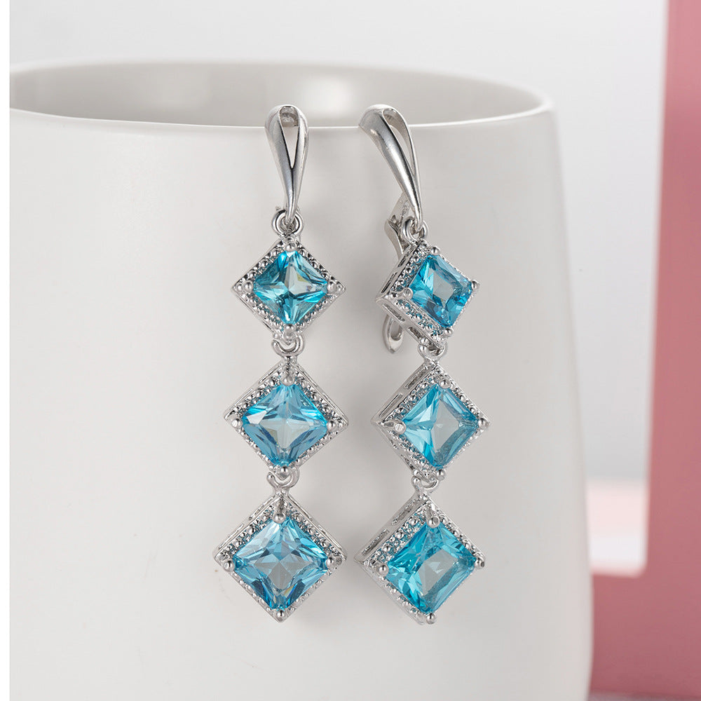 Emerald Boho Long Silver studs