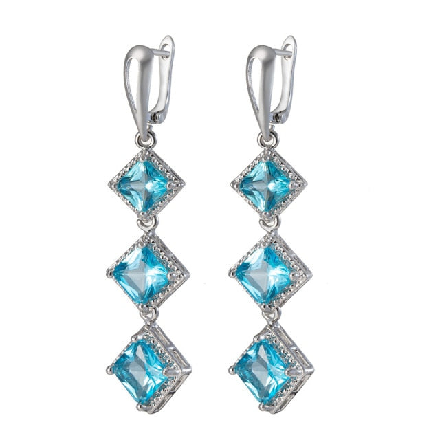 Emerald Boho Long Silver studs