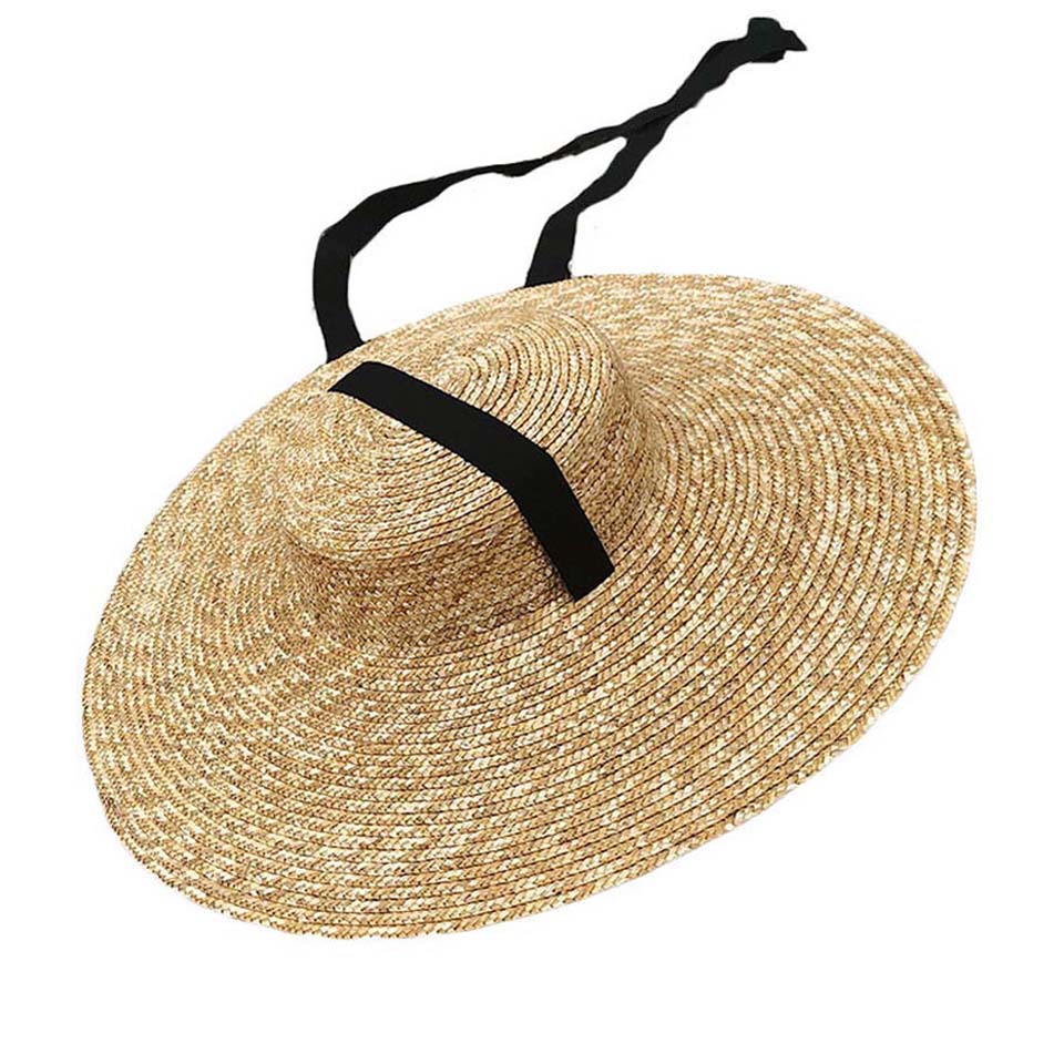 Retro Raffia Wide Brim Boater Straw hat