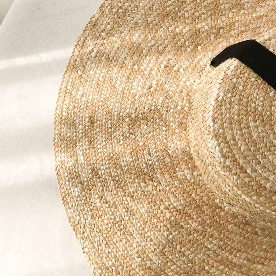 Retro Raffia Wide Brim Boater Straw hat