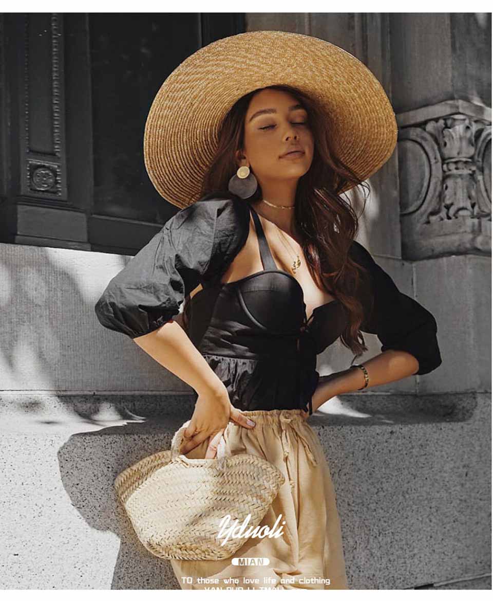 Retro Raffia Wide Brim Boater Straw hat