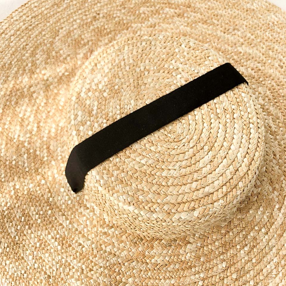Retro Raffia Wide Brim Boater Straw hat
