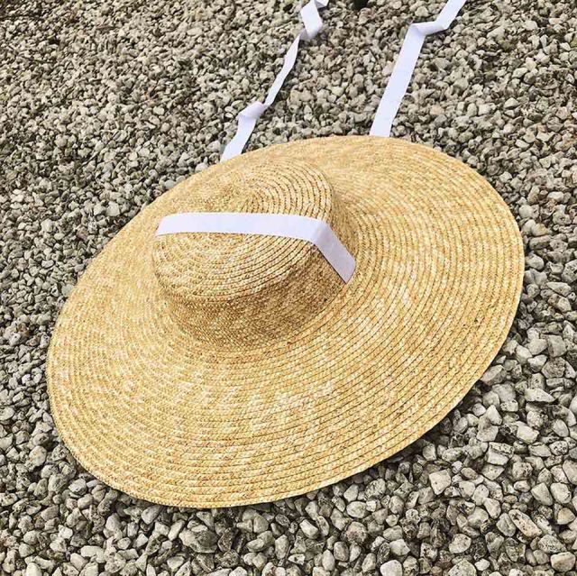 Retro Raffia Wide Brim Boater Straw hat