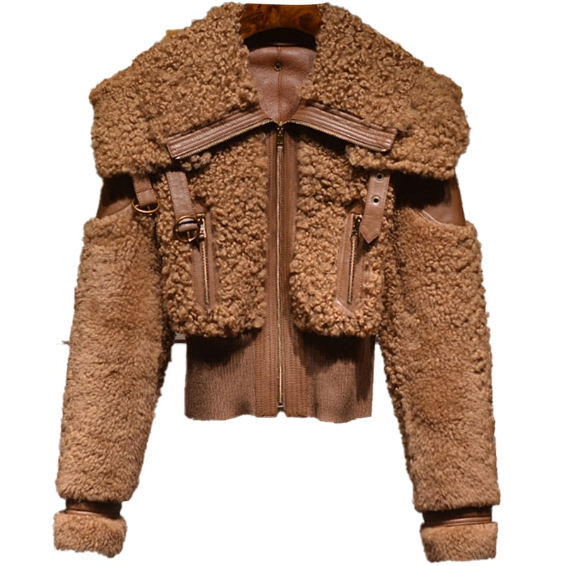 Italian Alps Faux Fur Turndown Collar Puff jacket