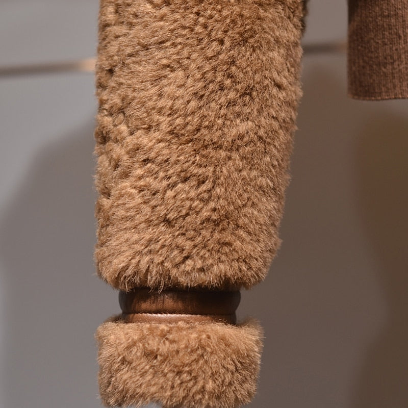 Italian Alps Faux Fur Turndown Collar Puff jacket