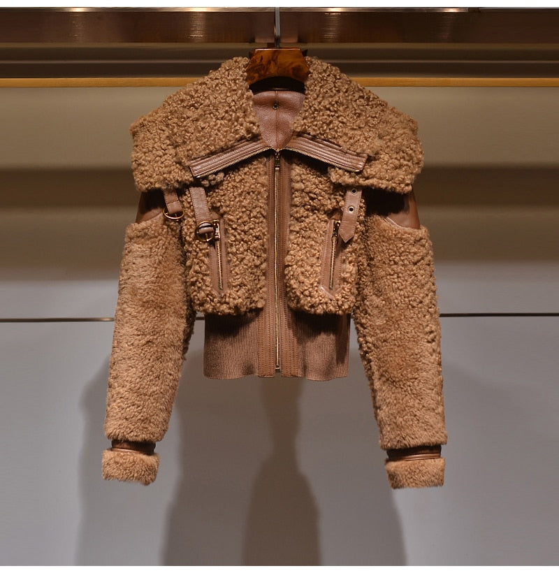 Italian Alps Faux Fur Turndown Collar Puff jacket